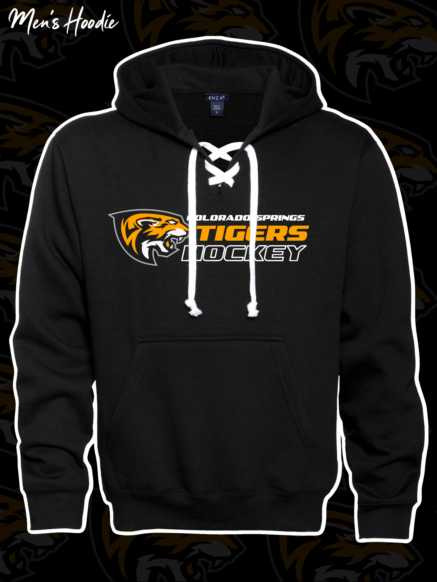 Tigers Hockey Adult Pullover Hood with Hockey Laces