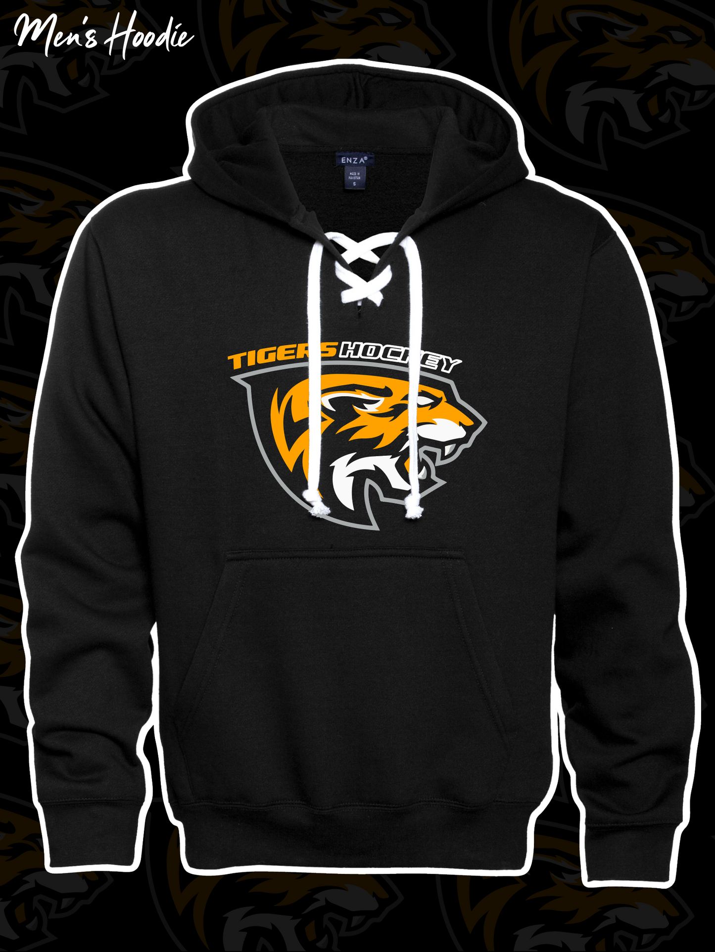 Tigers Hockey Adult Pullover Hood with Hockey Laces