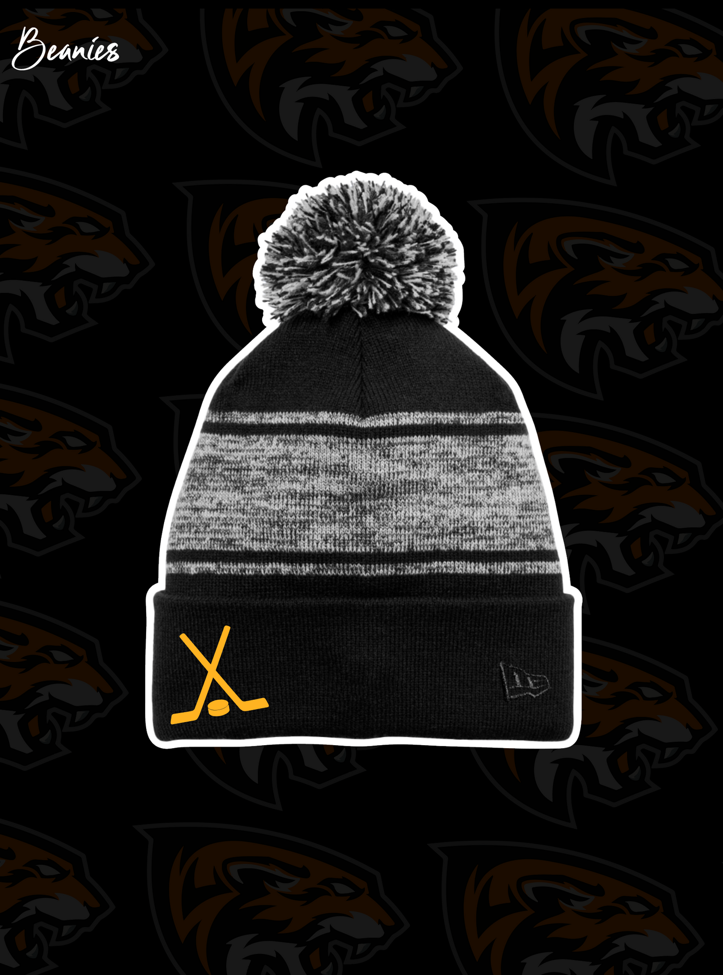 Tigers Hockey New Era Knit Chilled Pom Beanie