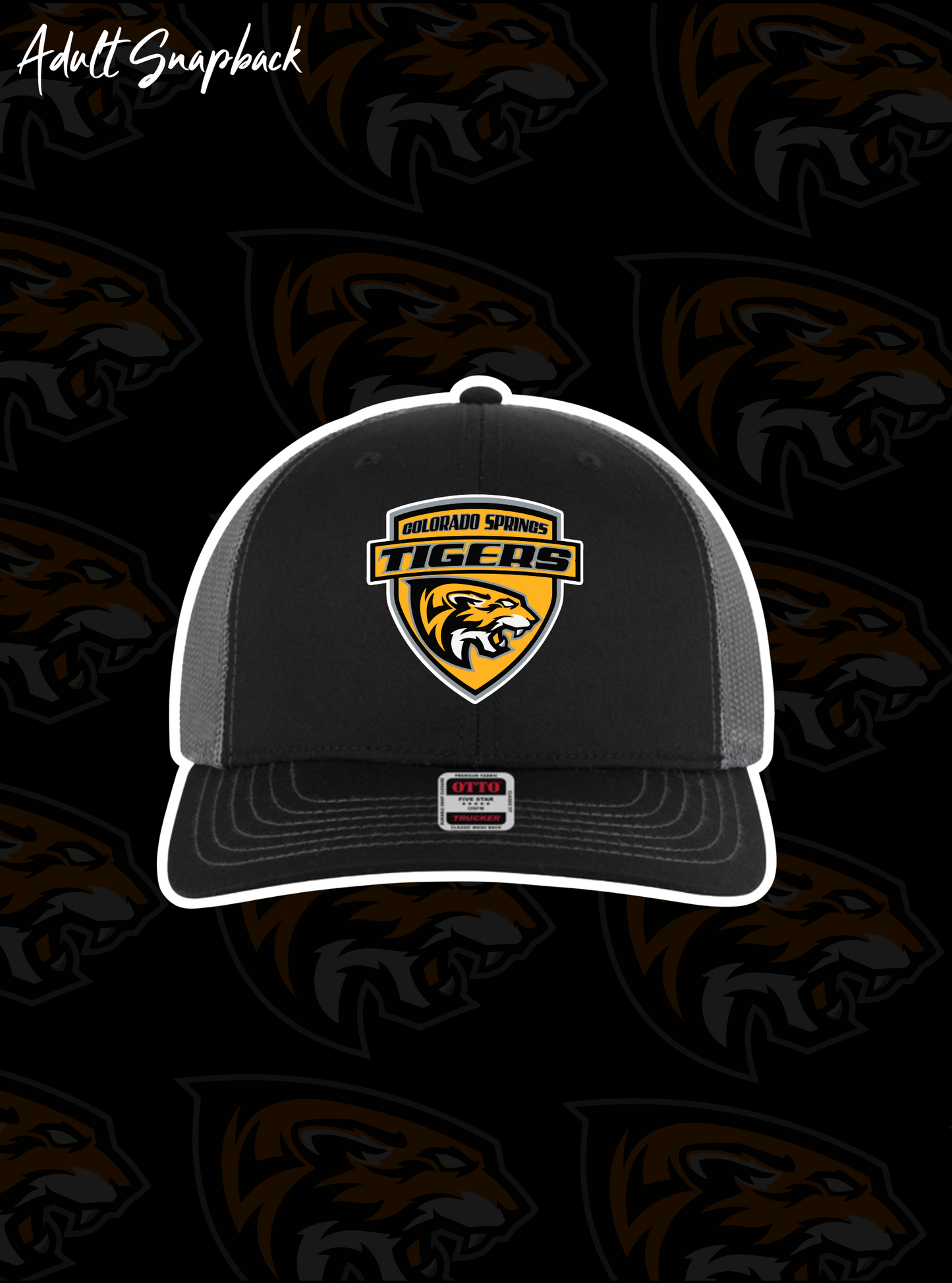 Tigers Hockey Adult Snapback Black and Grey