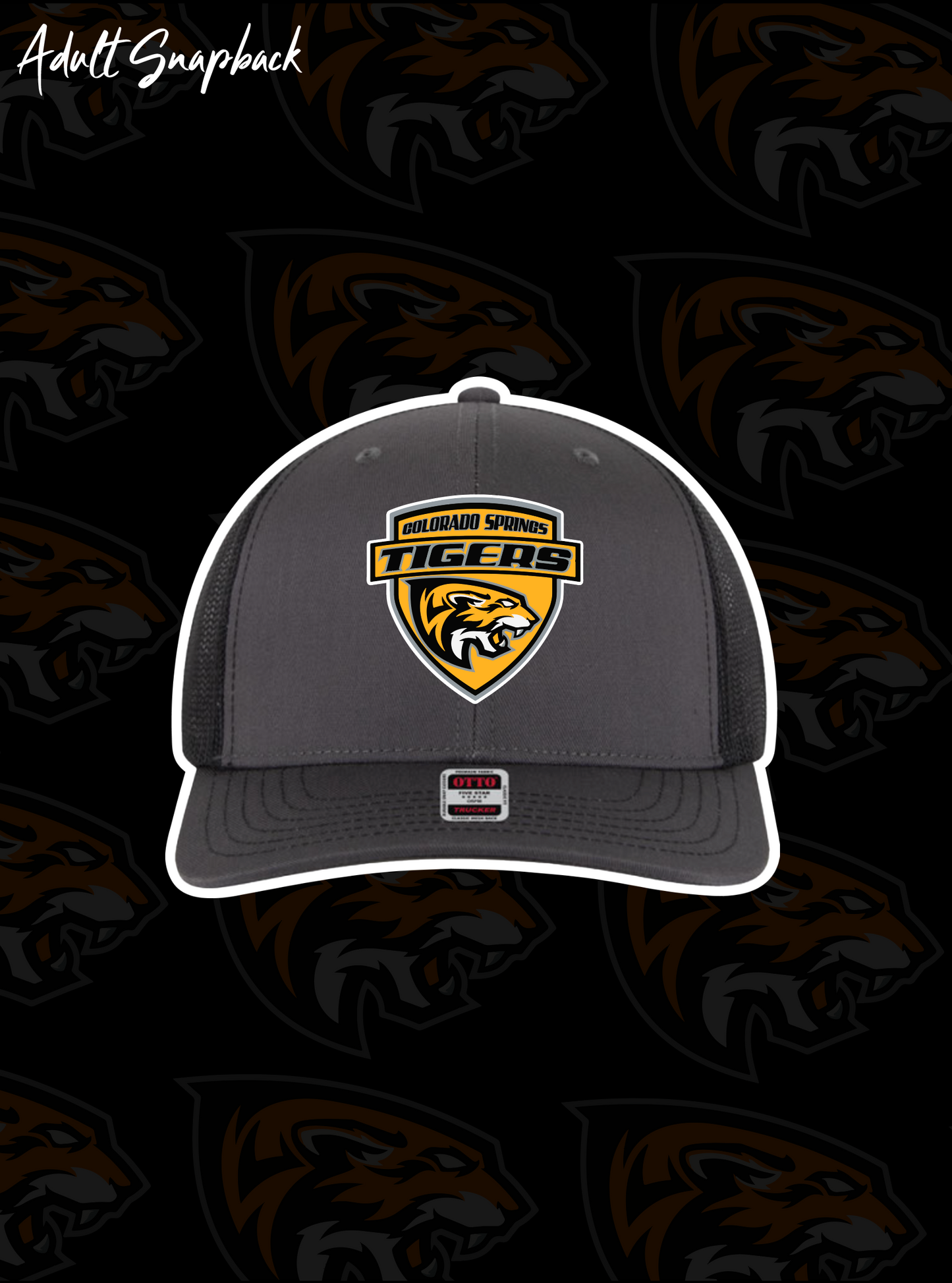 Tigers Hockey Adult Snapback Charcoal Grey and Black
