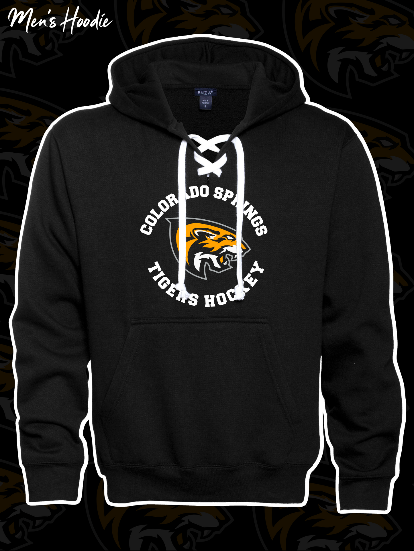 Tigers Hockey Adult Pullover Hood with Hockey Laces