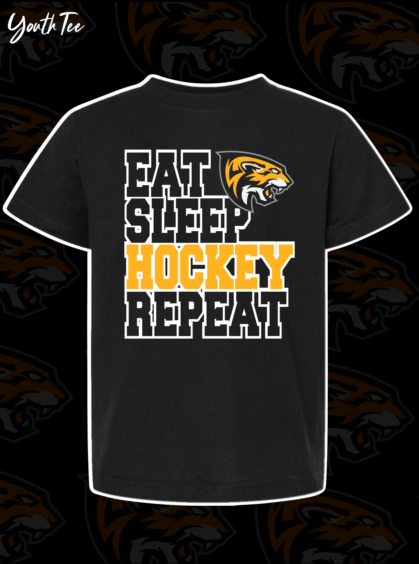 Tigers Hockey Youth Unisex Tee Eat Sleep Hockey