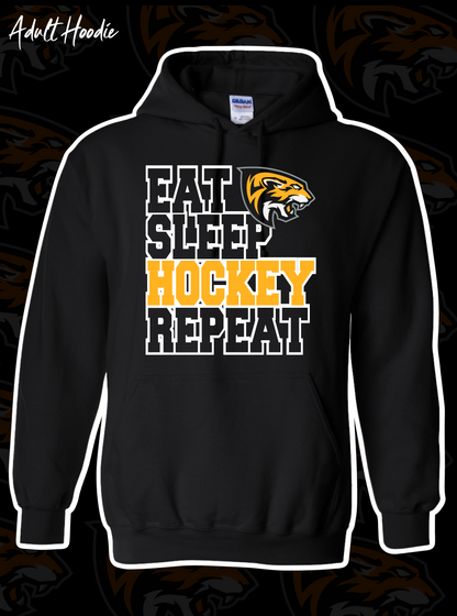 Tigers Hockey Adult Heavy Blend Hoodie Eat Sleep Hockey Repeat