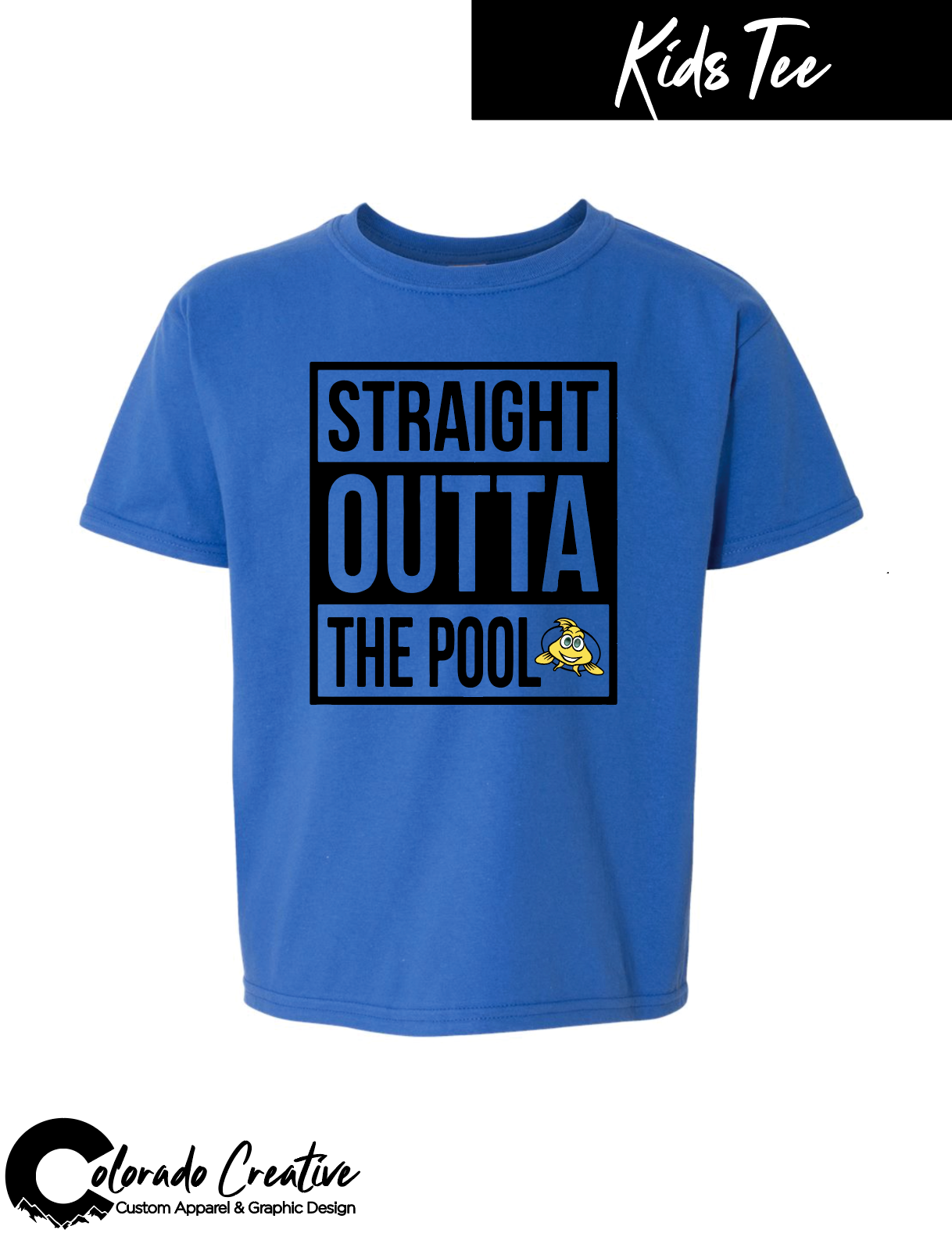 LITTLE FINS YOUTH TEE "STRAIGHT OUTTA THE POOL"