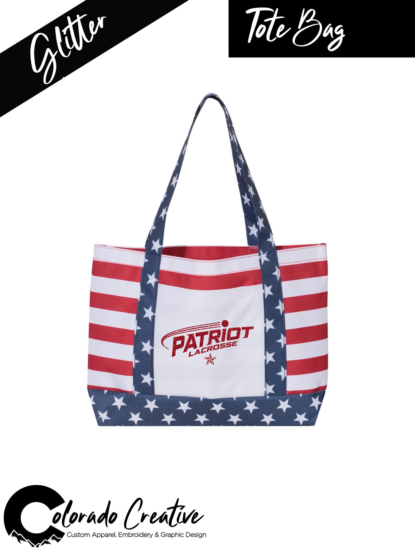 Patriots Lacrosse Glitter Tote Bag